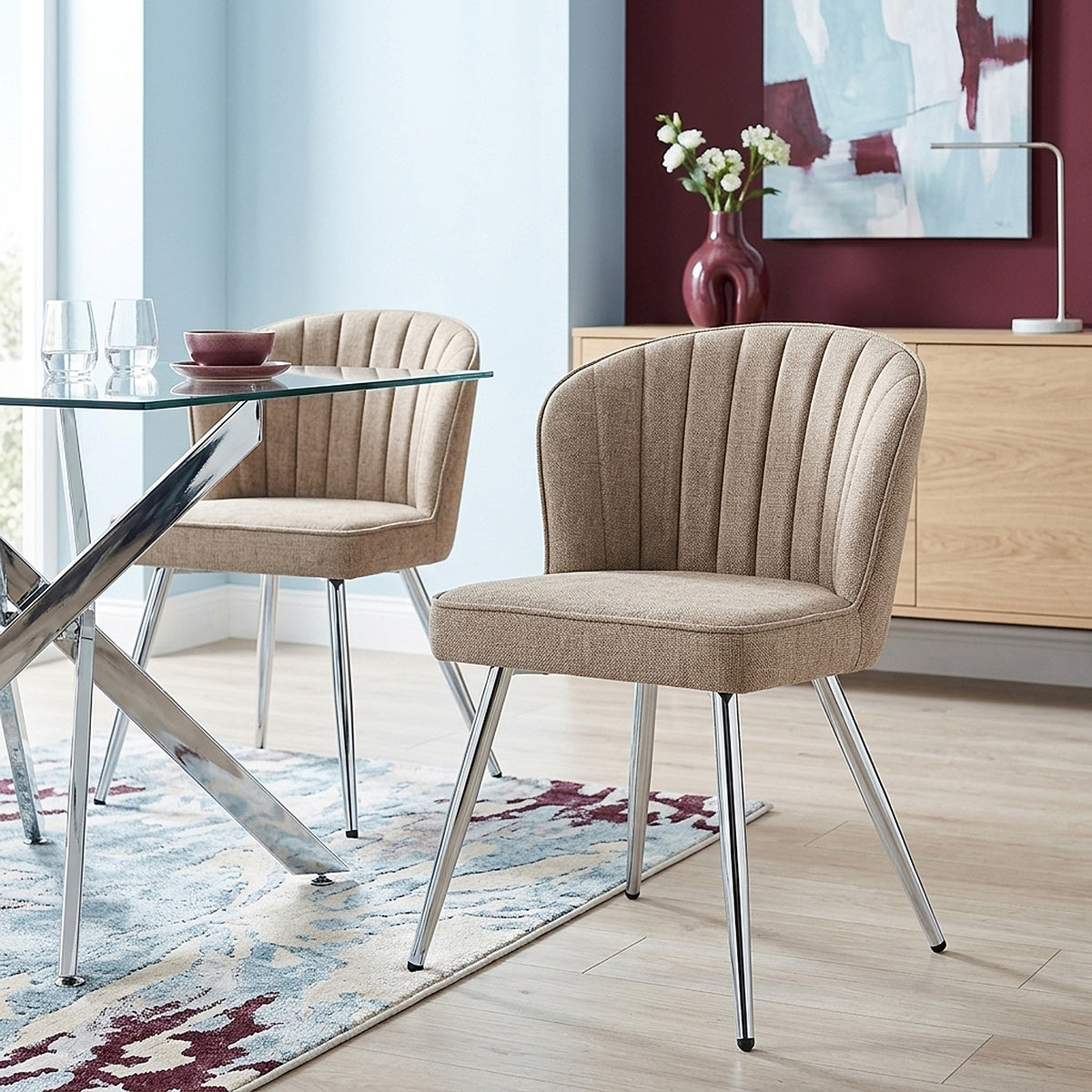 Chase Dining Chair Beige Fabric
