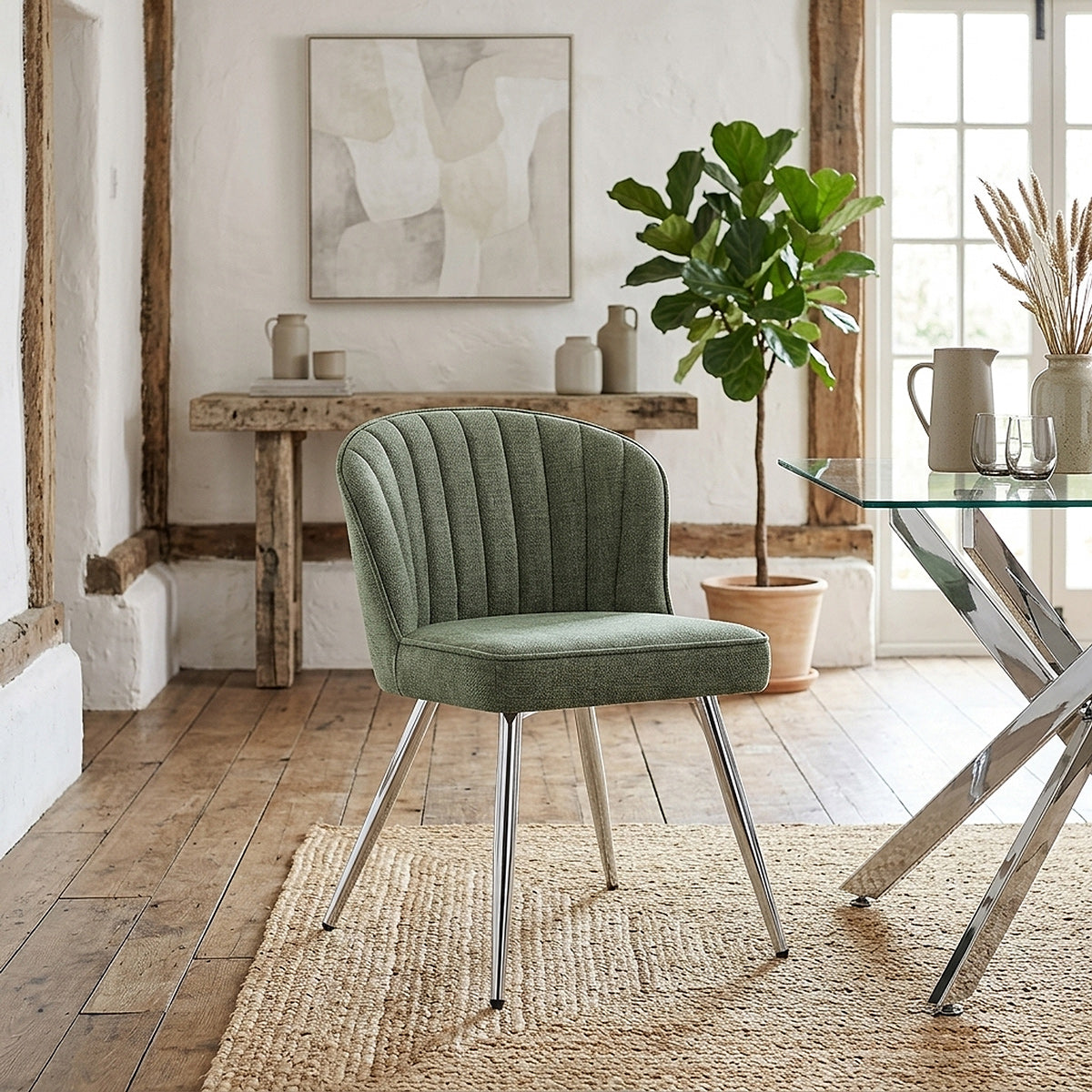 Chase Dining Chair Green Fabric