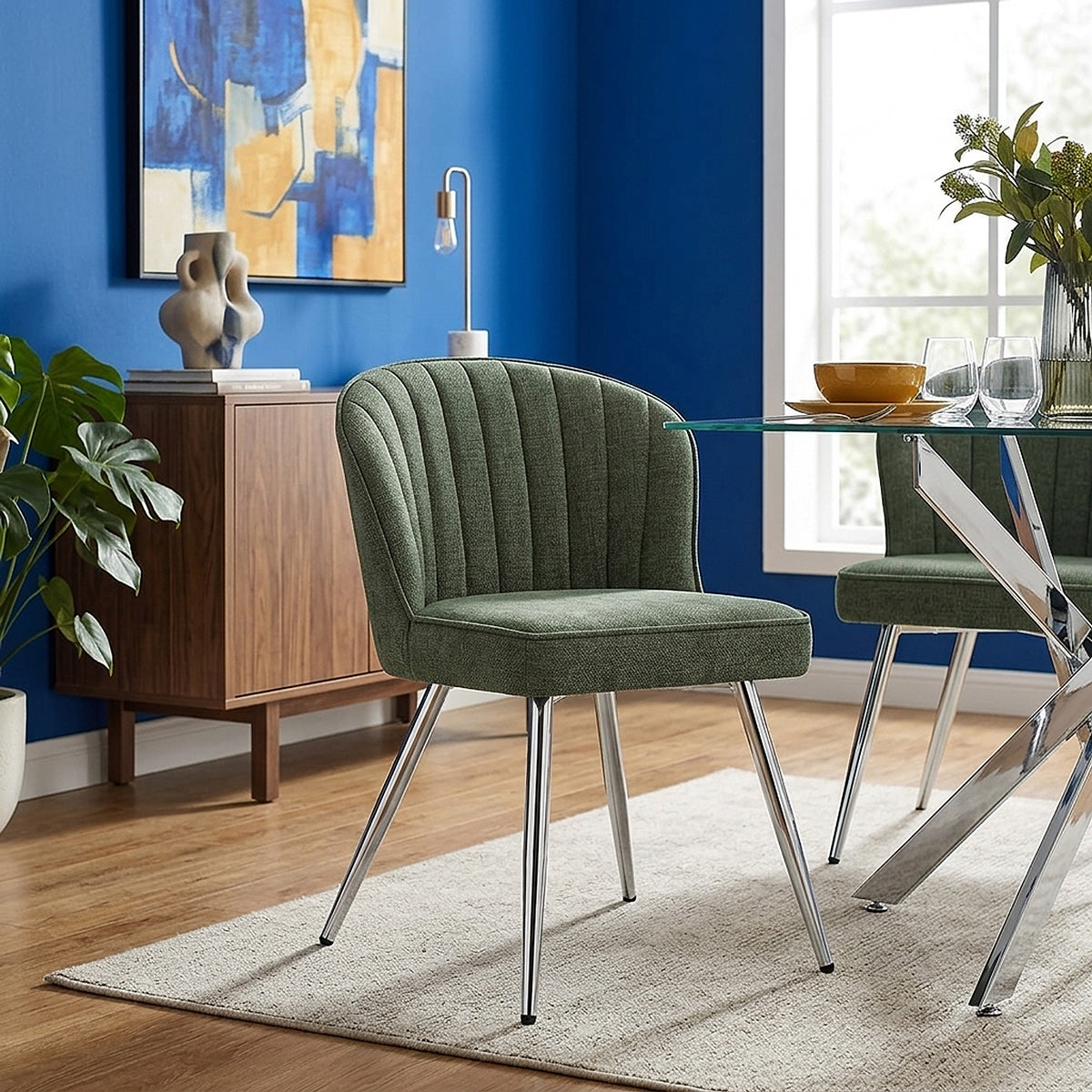 Chase Dining Chair Green Fabric
