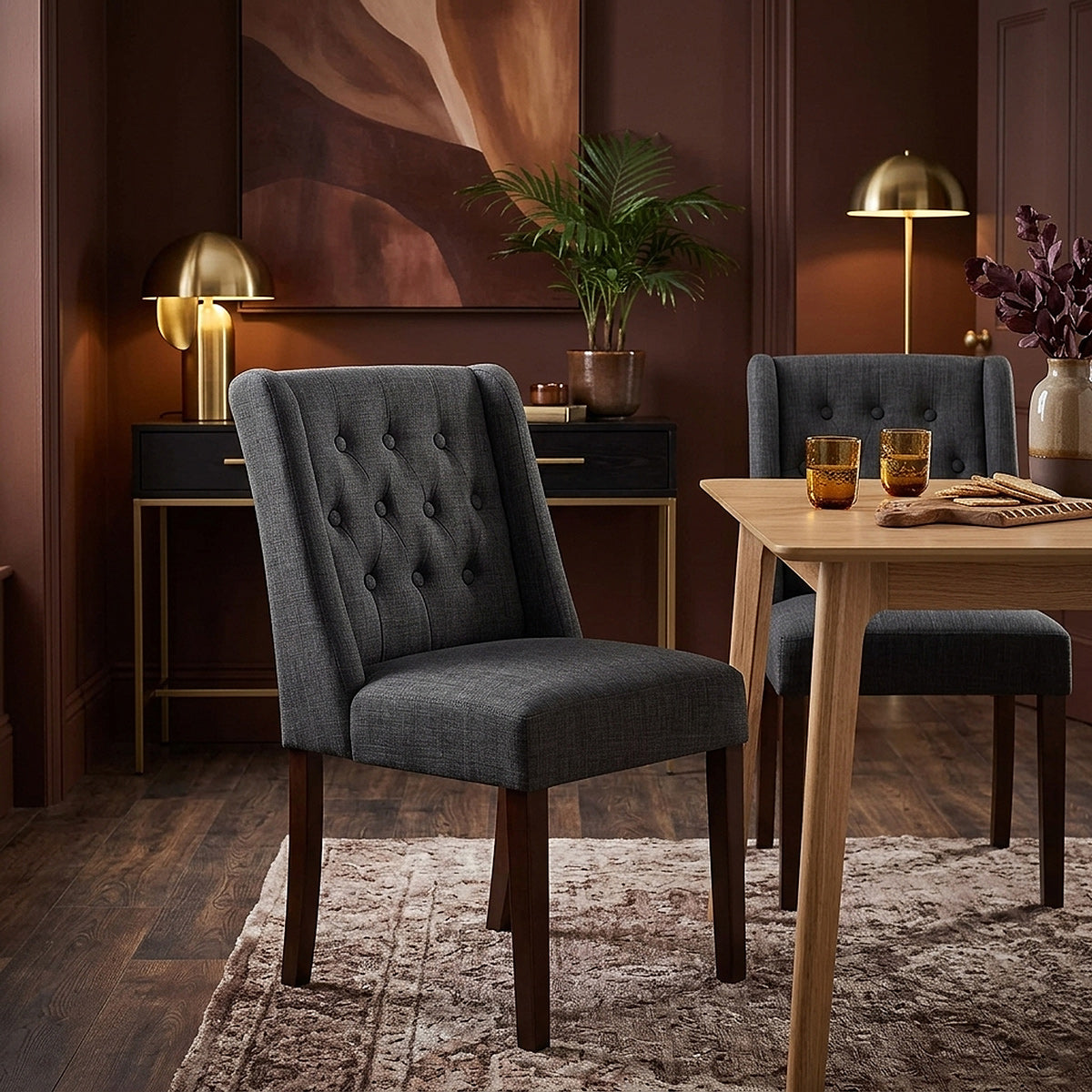 Chatsworth Walnut Dining Chair Charcoal