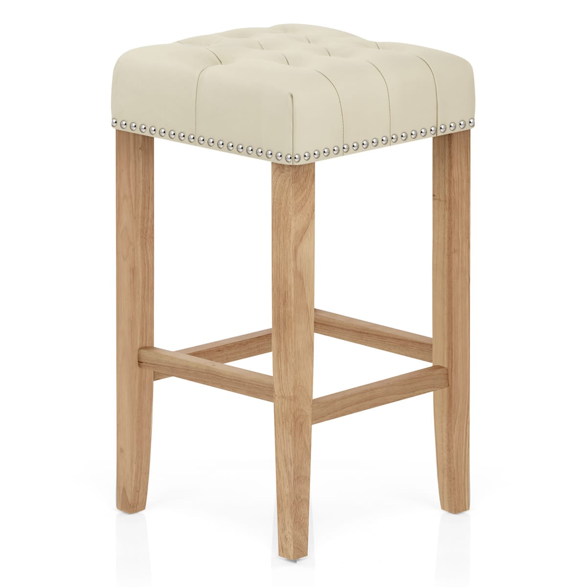 Chelsea Oak Stool Cream Leather