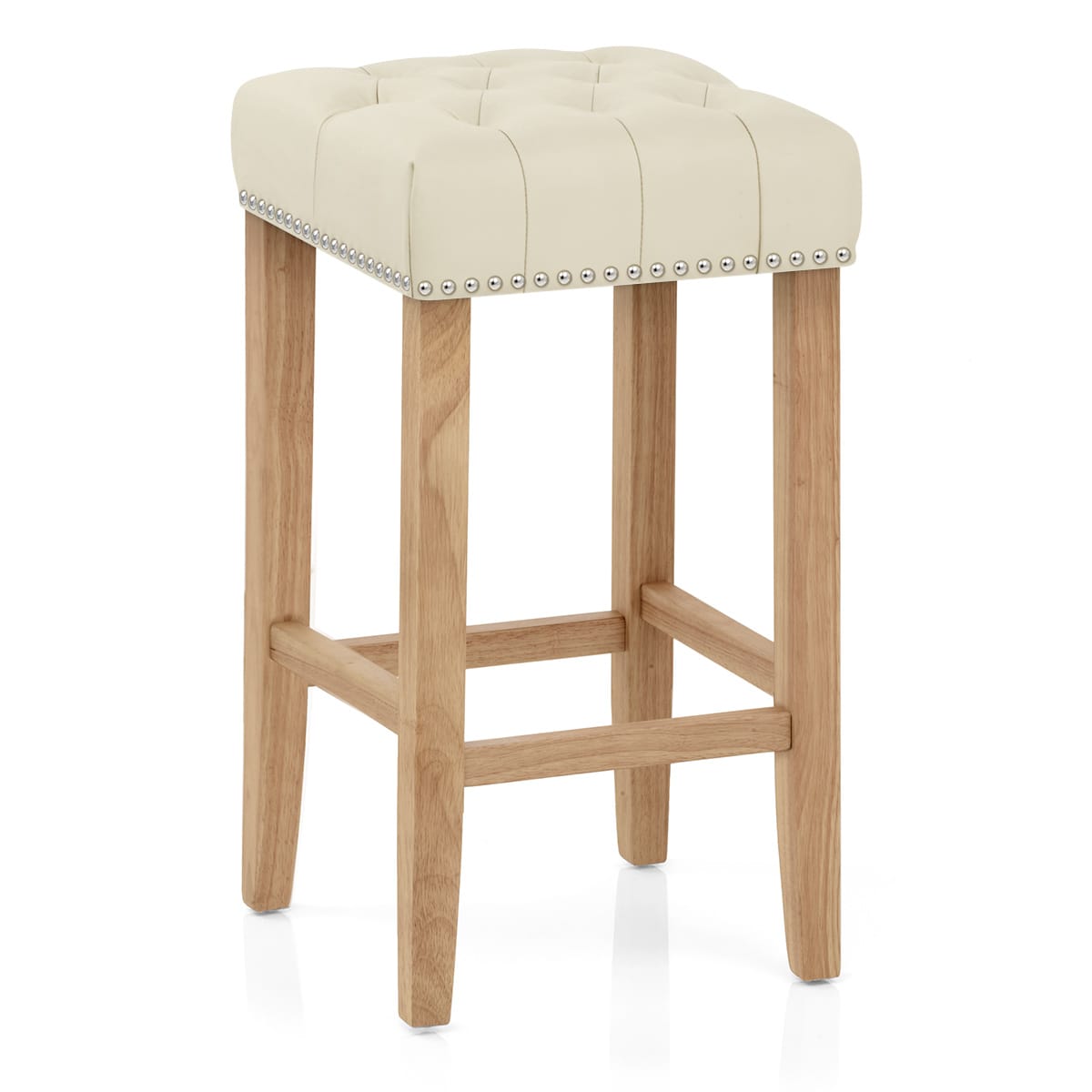 Chelsea Oak Stool Cream Leather
