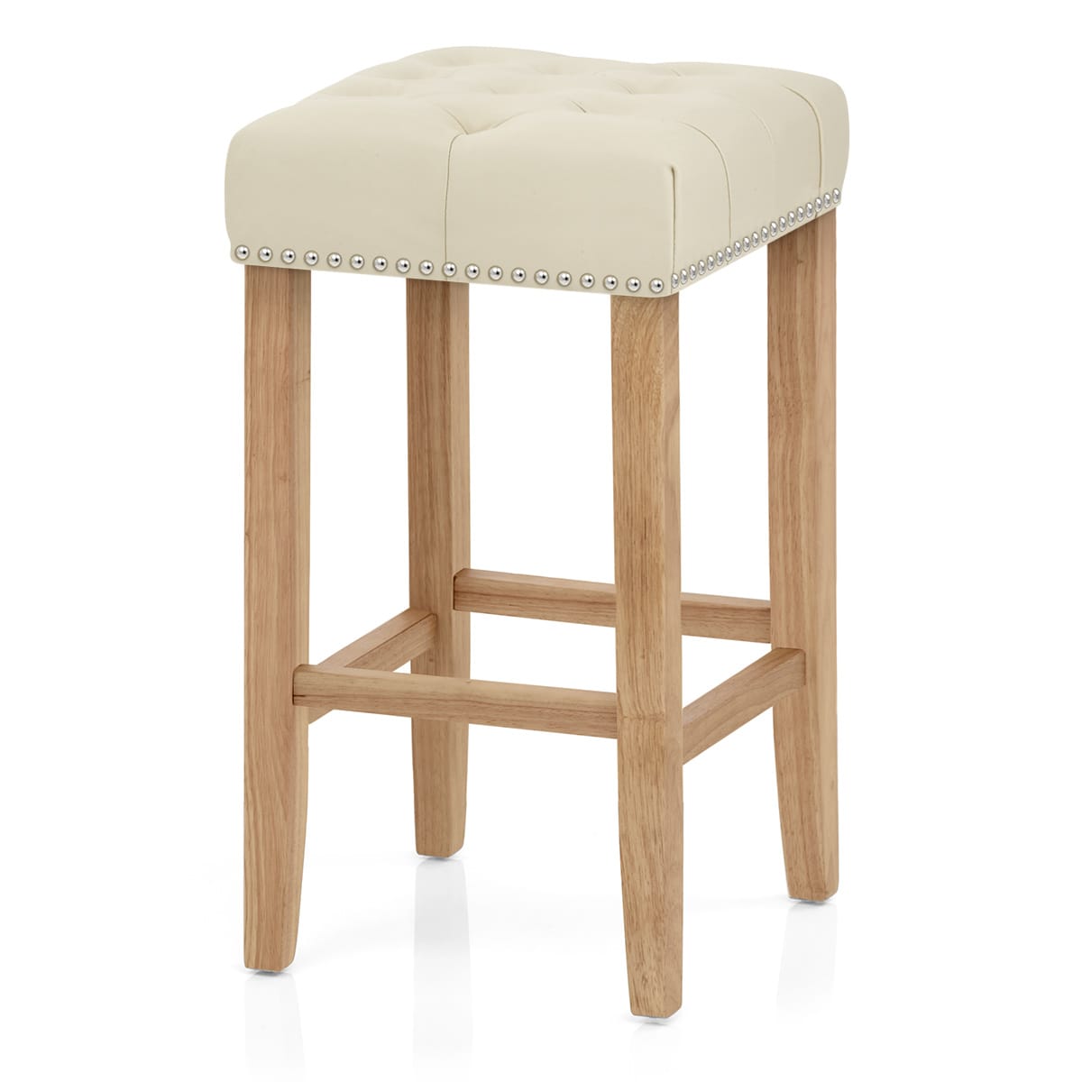 Chelsea Oak Stool Cream Leather