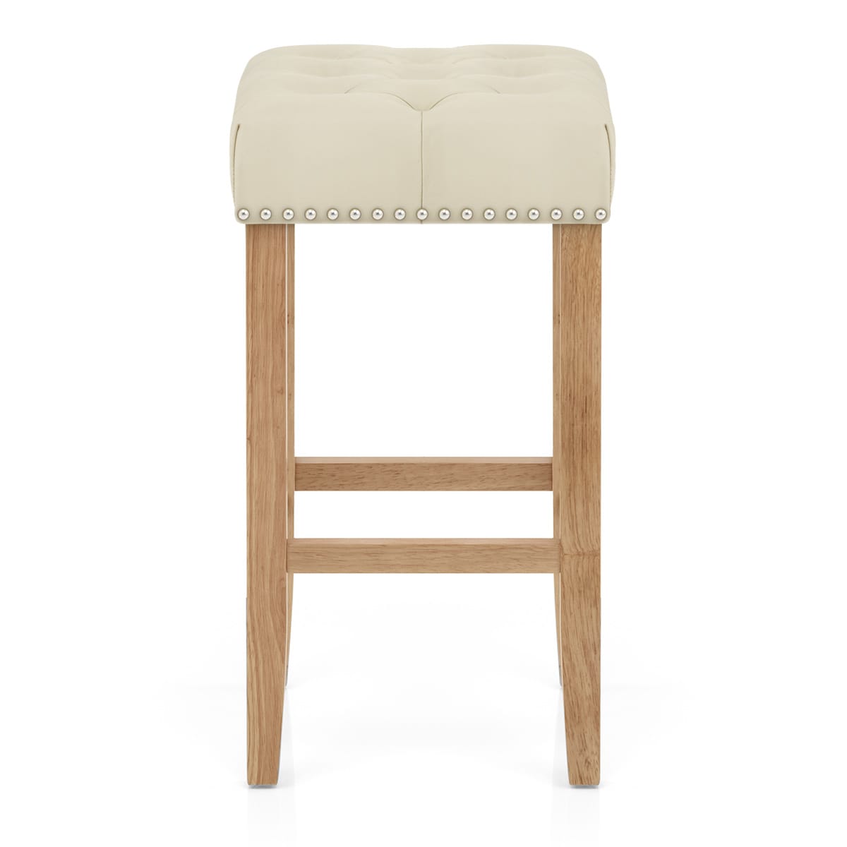 Chelsea Oak Stool Cream Leather