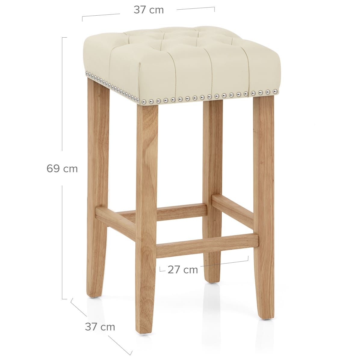 Chelsea Oak Stool Cream Leather