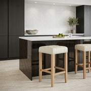 Chelsea Oak Stool Cream Leather