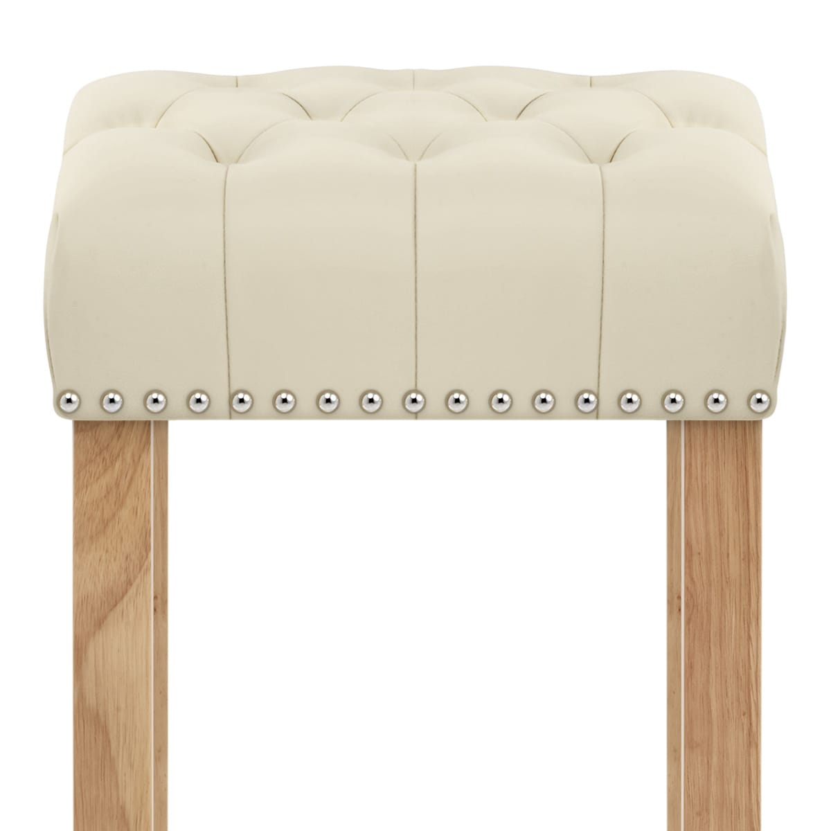 Chelsea Oak Stool Cream Leather