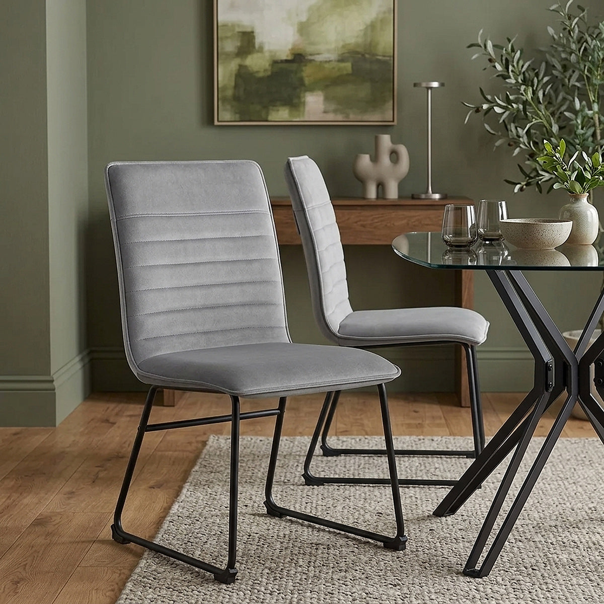 Chevelle Dining Chair Grey Velvet