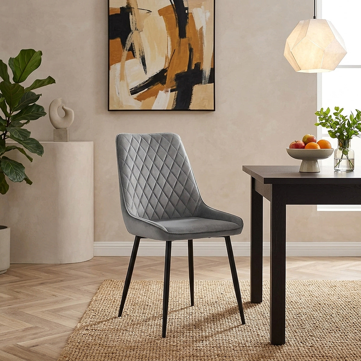 Chevy Dining Chair Grey Velvet