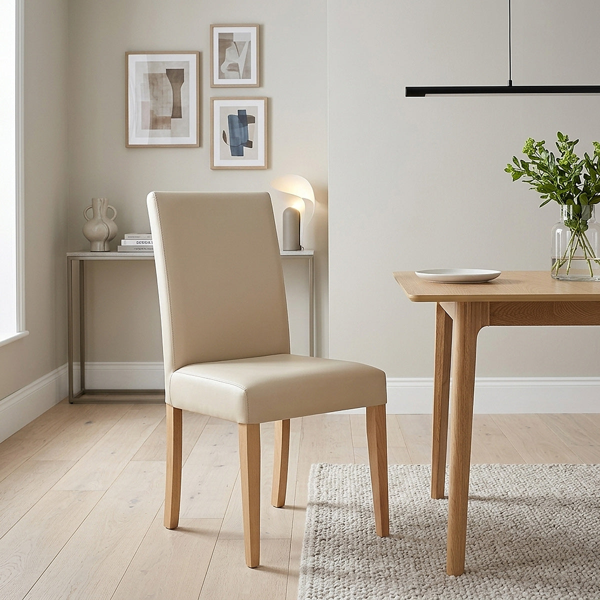 Chicago Oak Dining Chair Cream