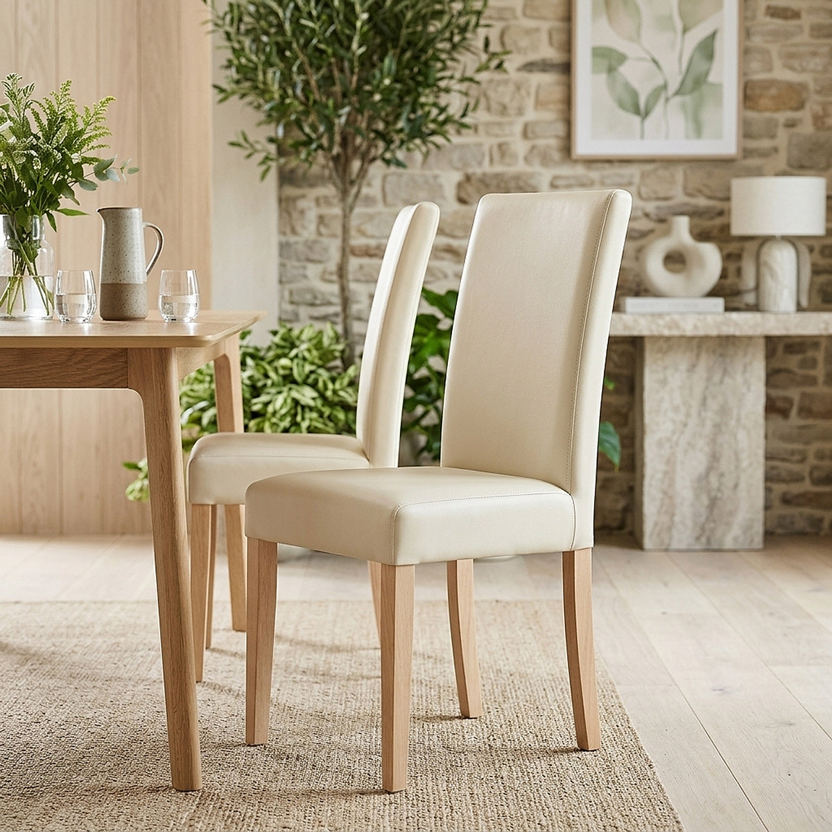 Chicago Oak Dining Chair Cream