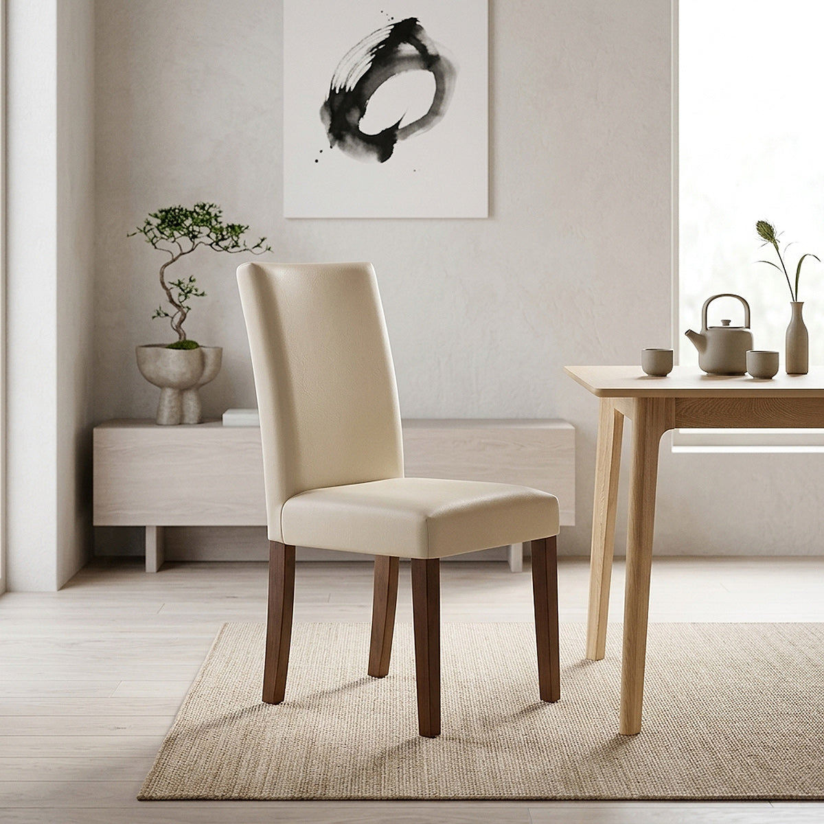 Chicago Walnut Dining Chair Cream