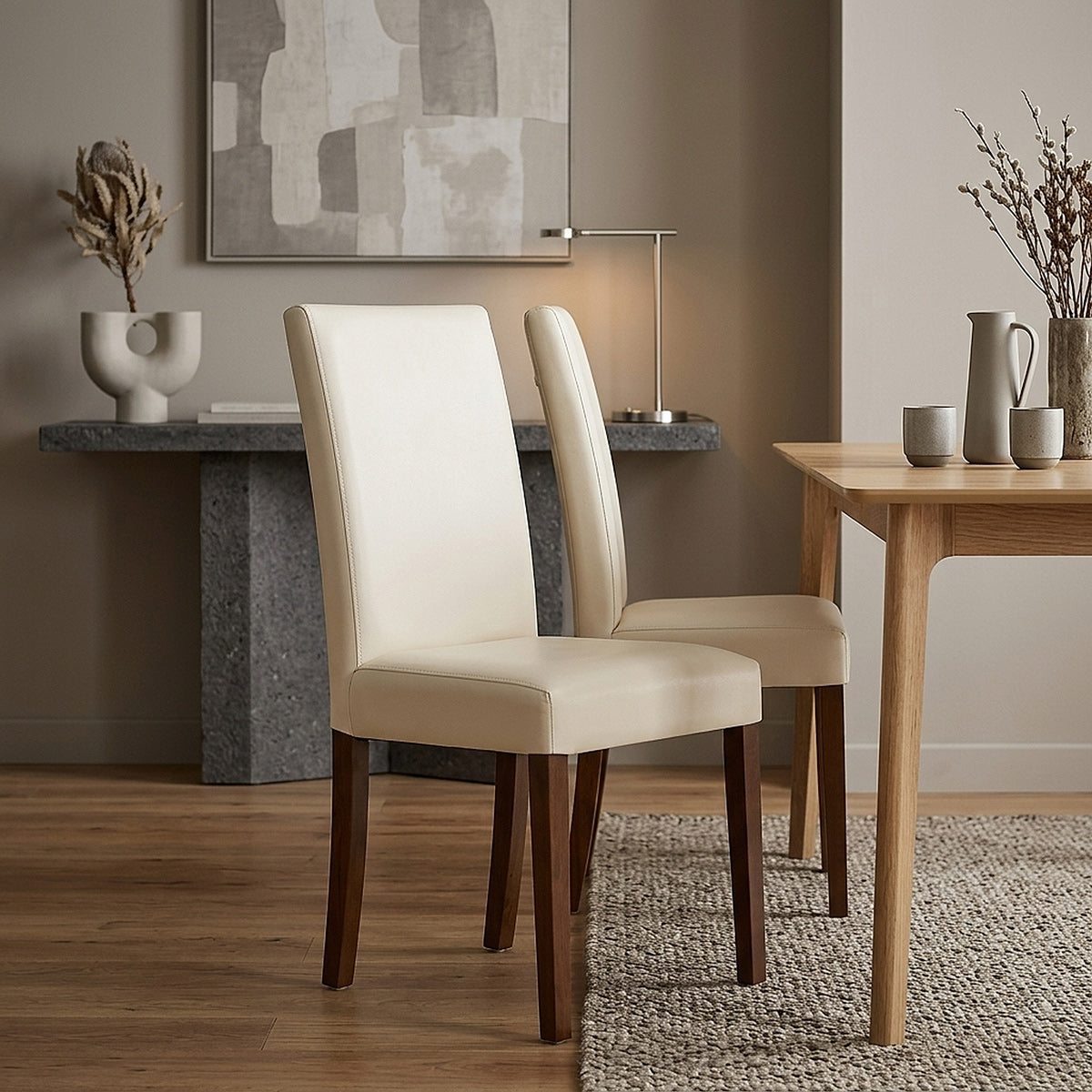 Chicago Walnut Dining Chair Cream