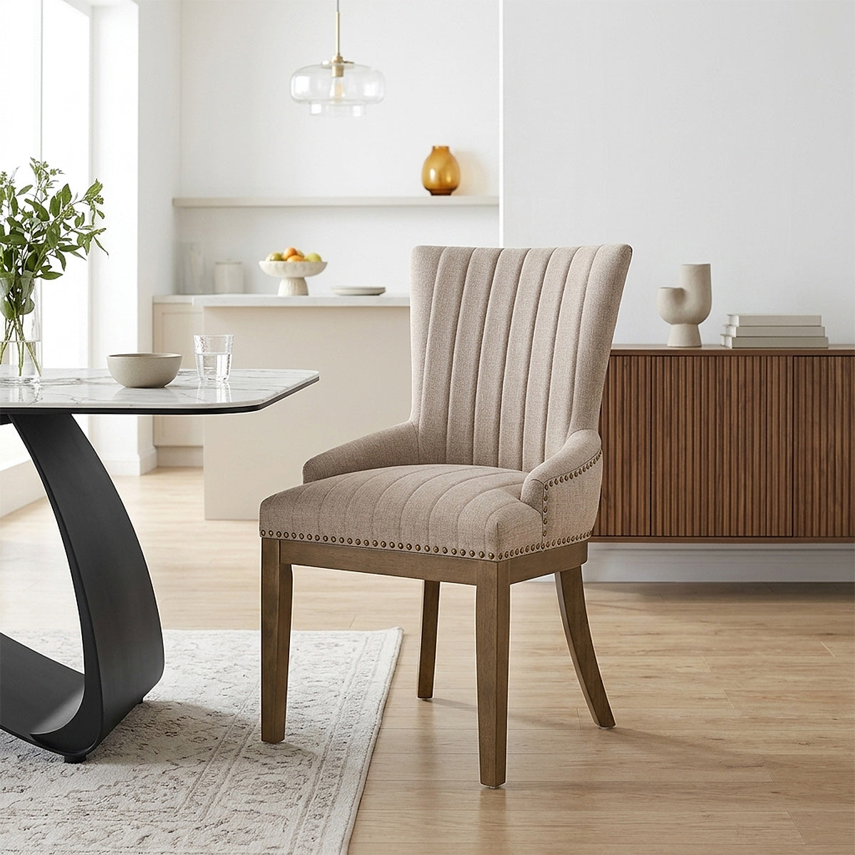Chiltern Oak Dining Chair Tweed Fabric