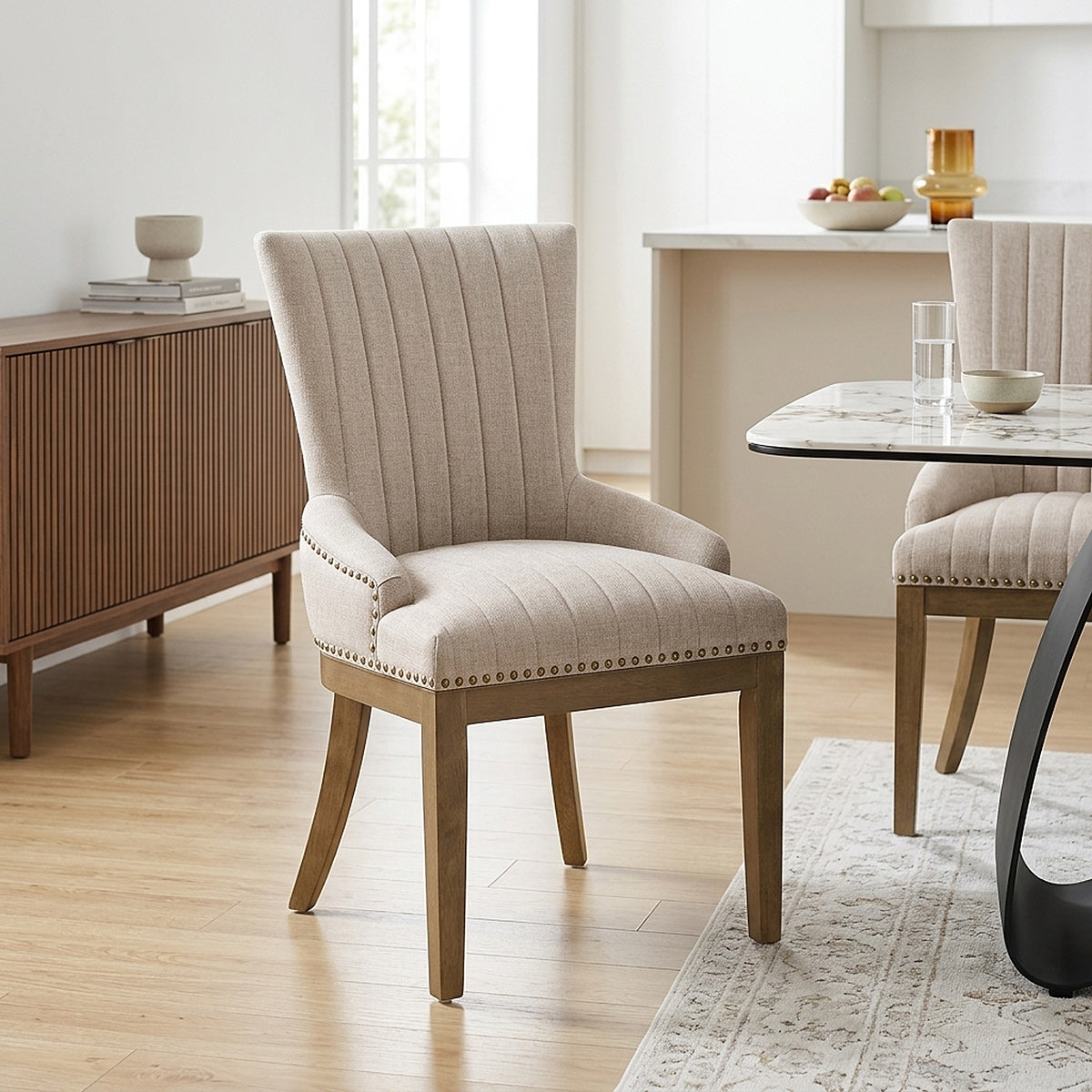 Chiltern Oak Dining Chair Tweed Fabric