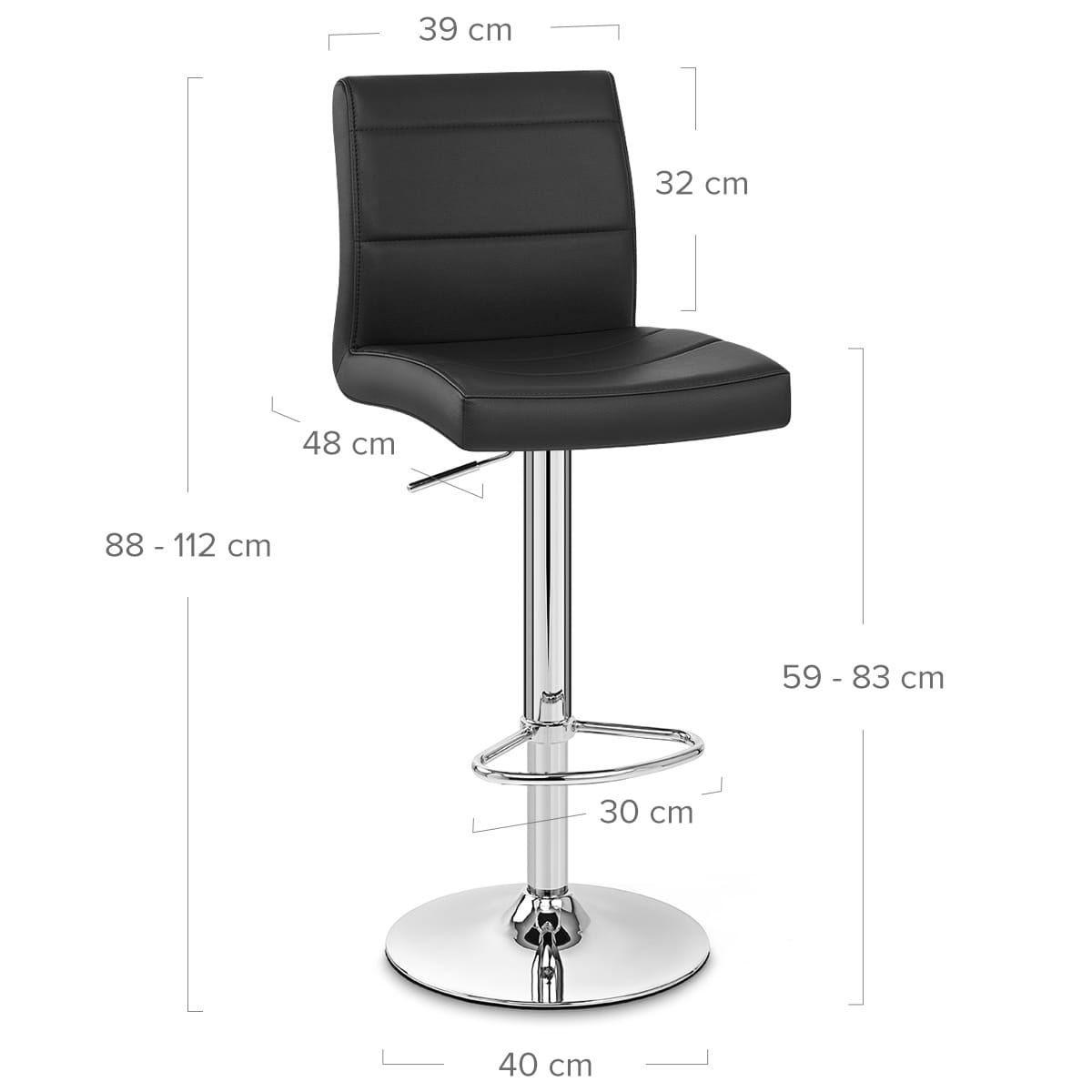 Chrome Breakfast Bar Stool Black