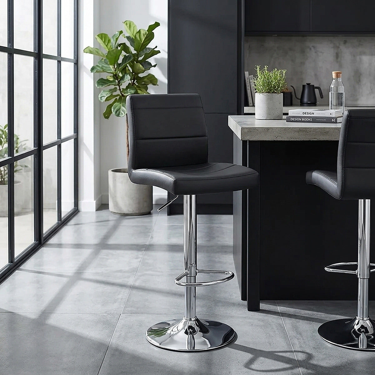 Chrome Breakfast Bar Stool Black