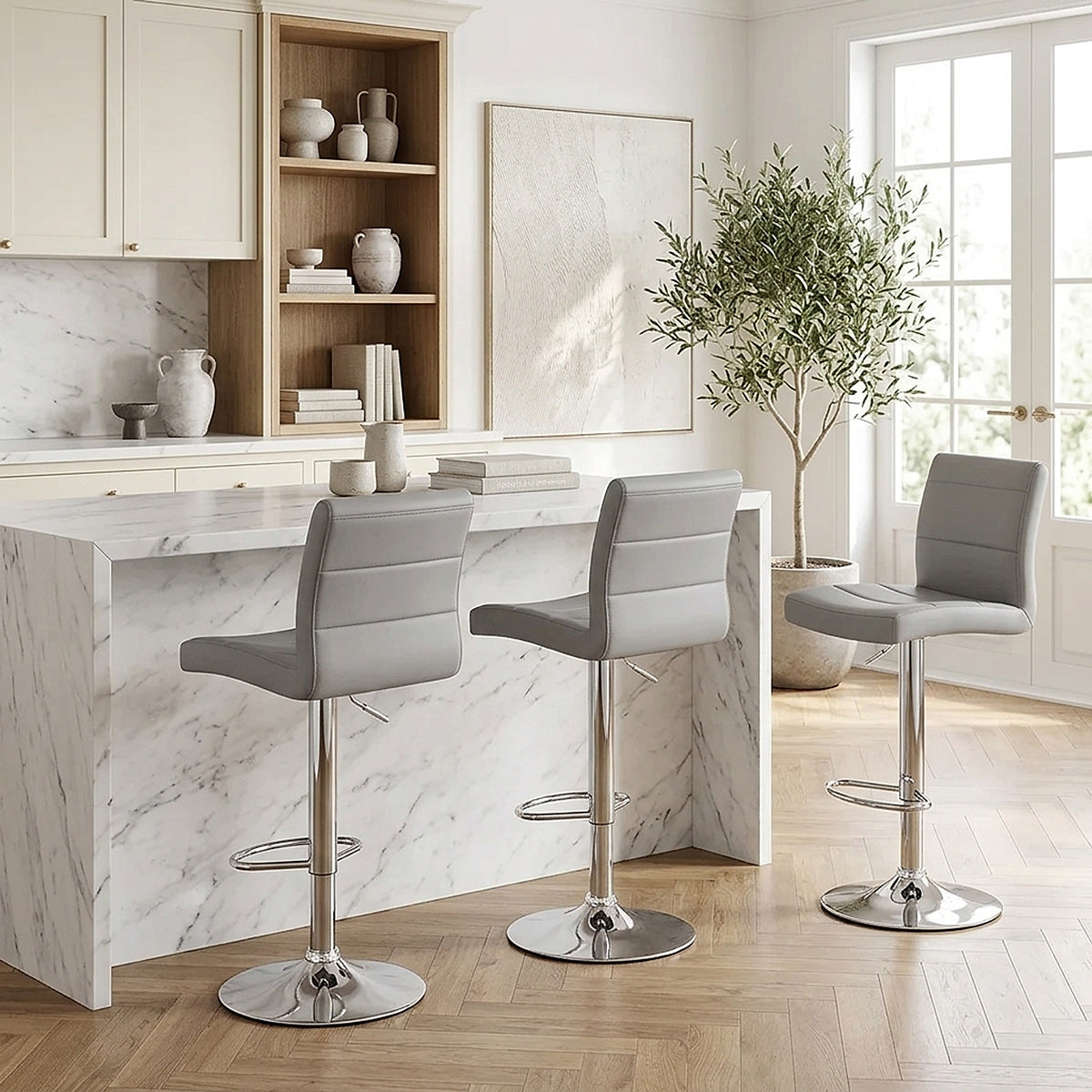 Chrome Breakfast Bar Stool Grey