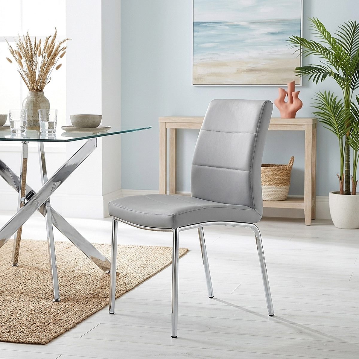 Chrome Breakfast Dining Chair Grey