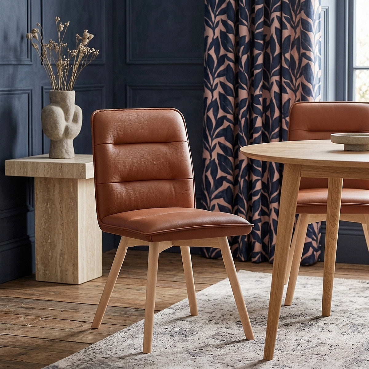 Ciro Real Leather Dining Chair Tan