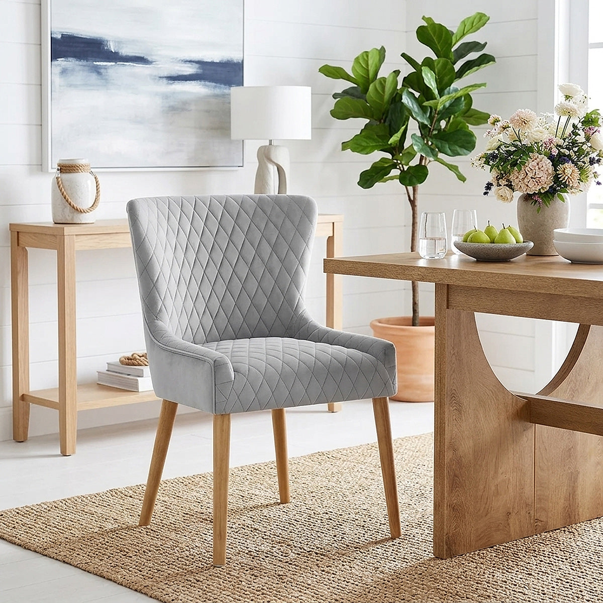 City Oak Chair Grey Velvet