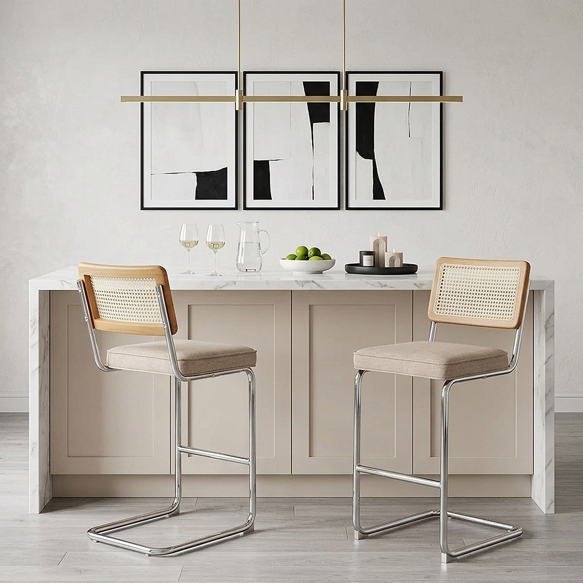 Clara Bar Stool Beige Fabric