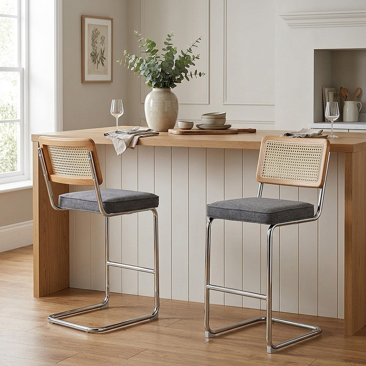 Clara Bar Stool Charcoal Fabric