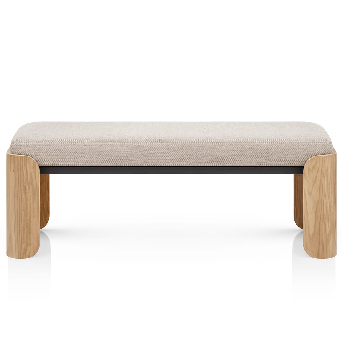 Clifton Oak Bench Beige Fabric
