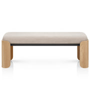 Clifton Oak Bench Beige Fabric