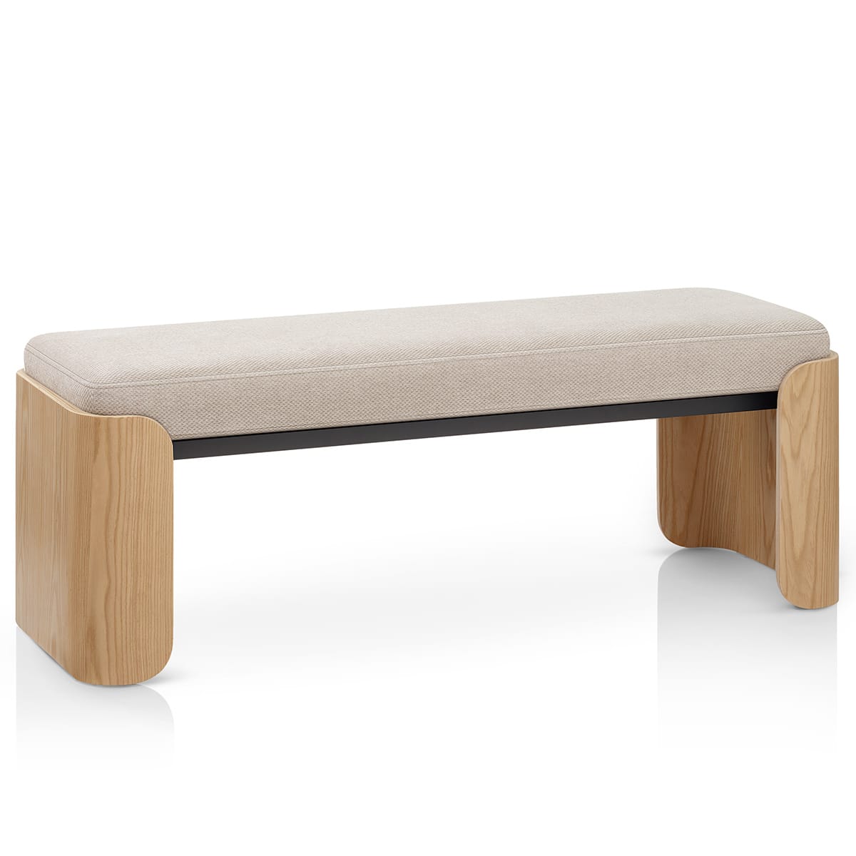 Clifton Oak Bench Beige Fabric