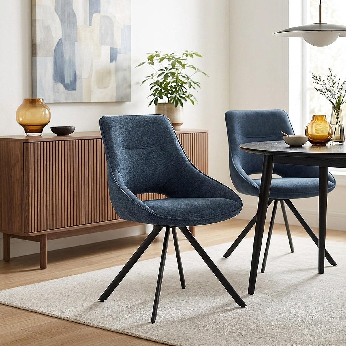 Cloud Dining Chair Blue Fabric