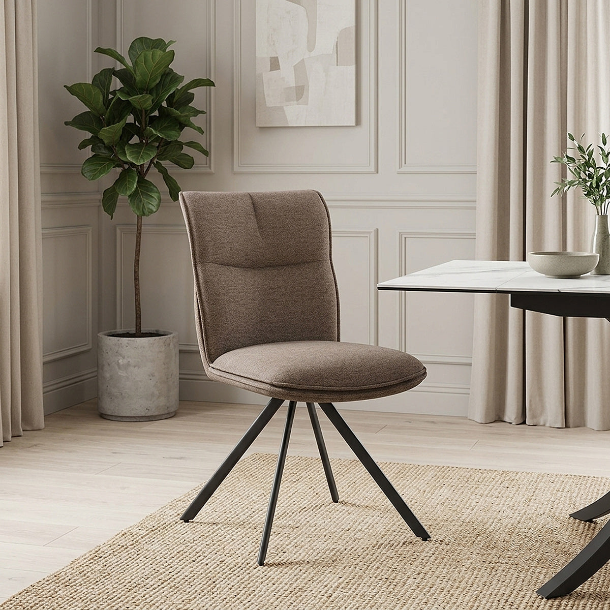 Cody Dining Chair Brown Fabric