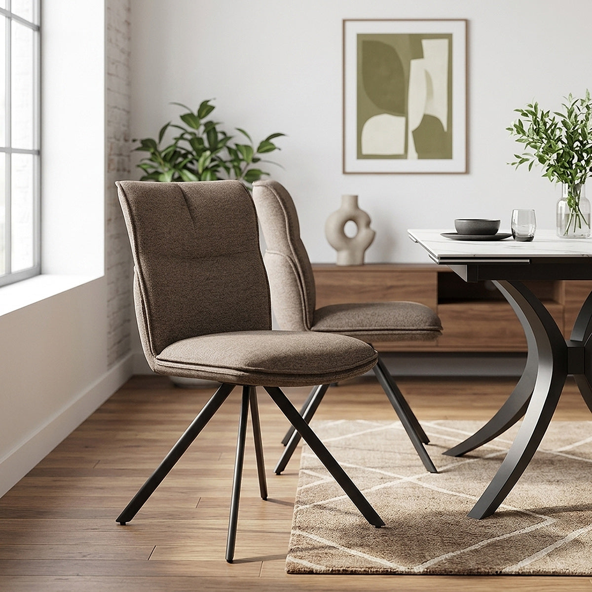 Cody Dining Chair Brown Fabric