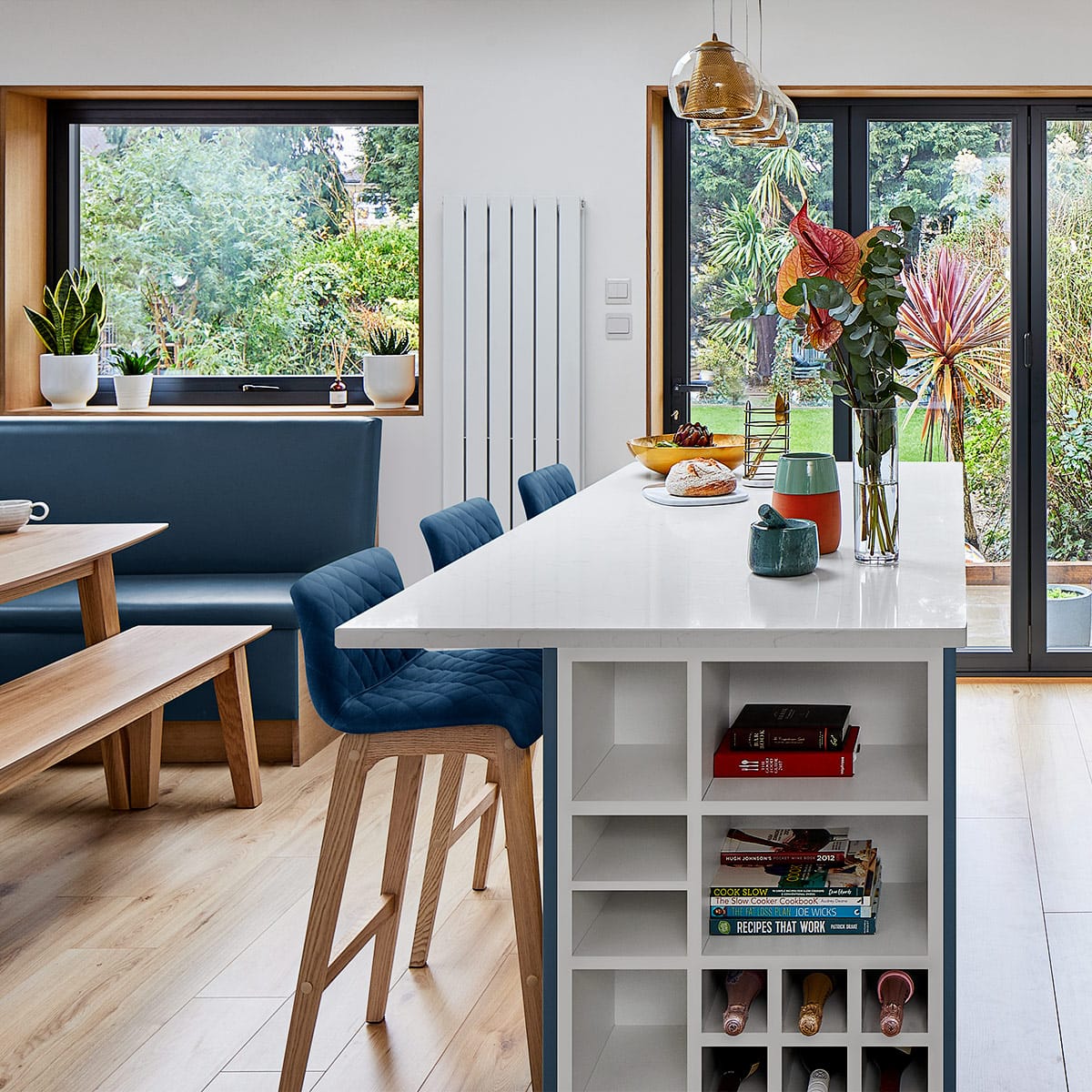 Colt Oak Stool Blue Velvet