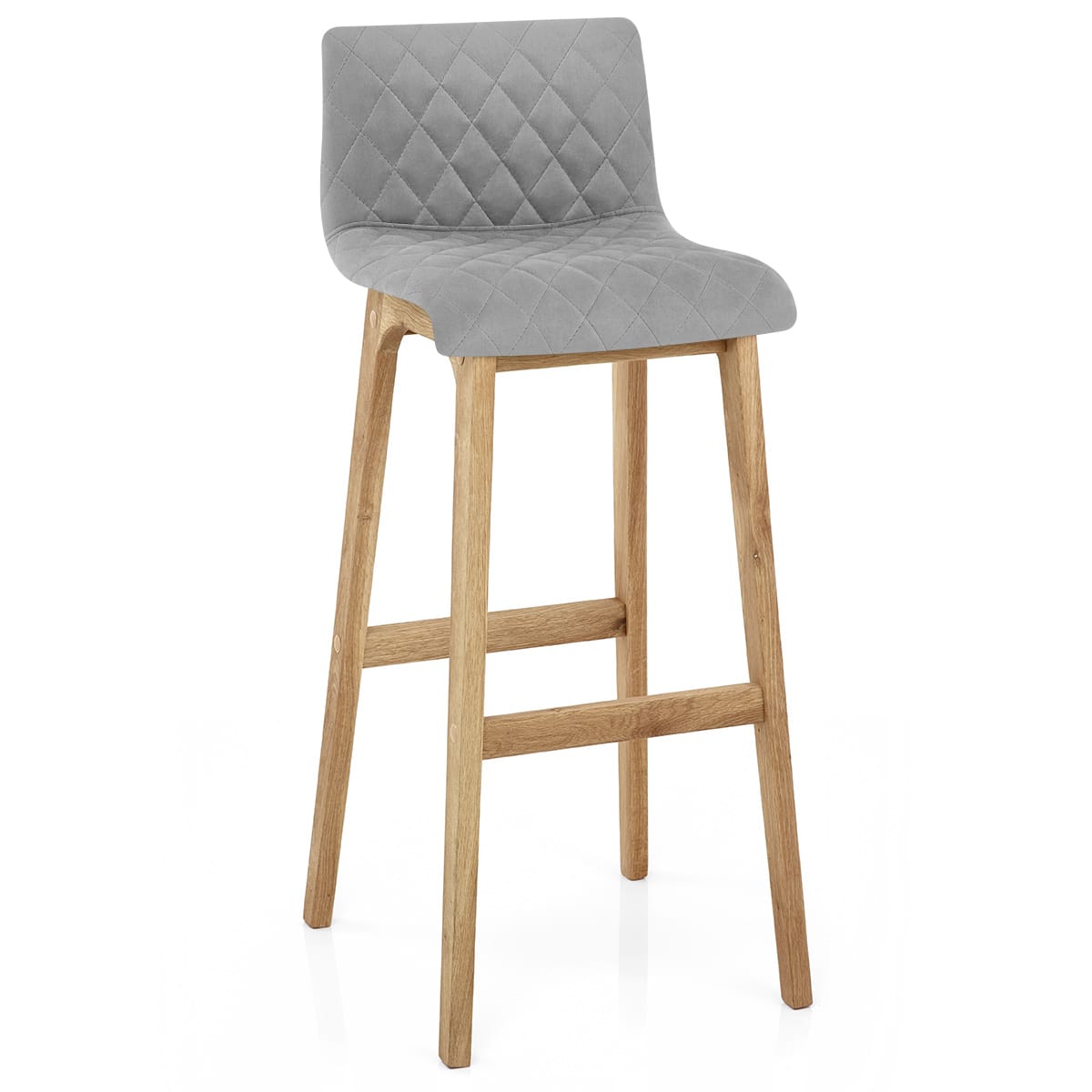 Colt Oak Stool Grey Velvet