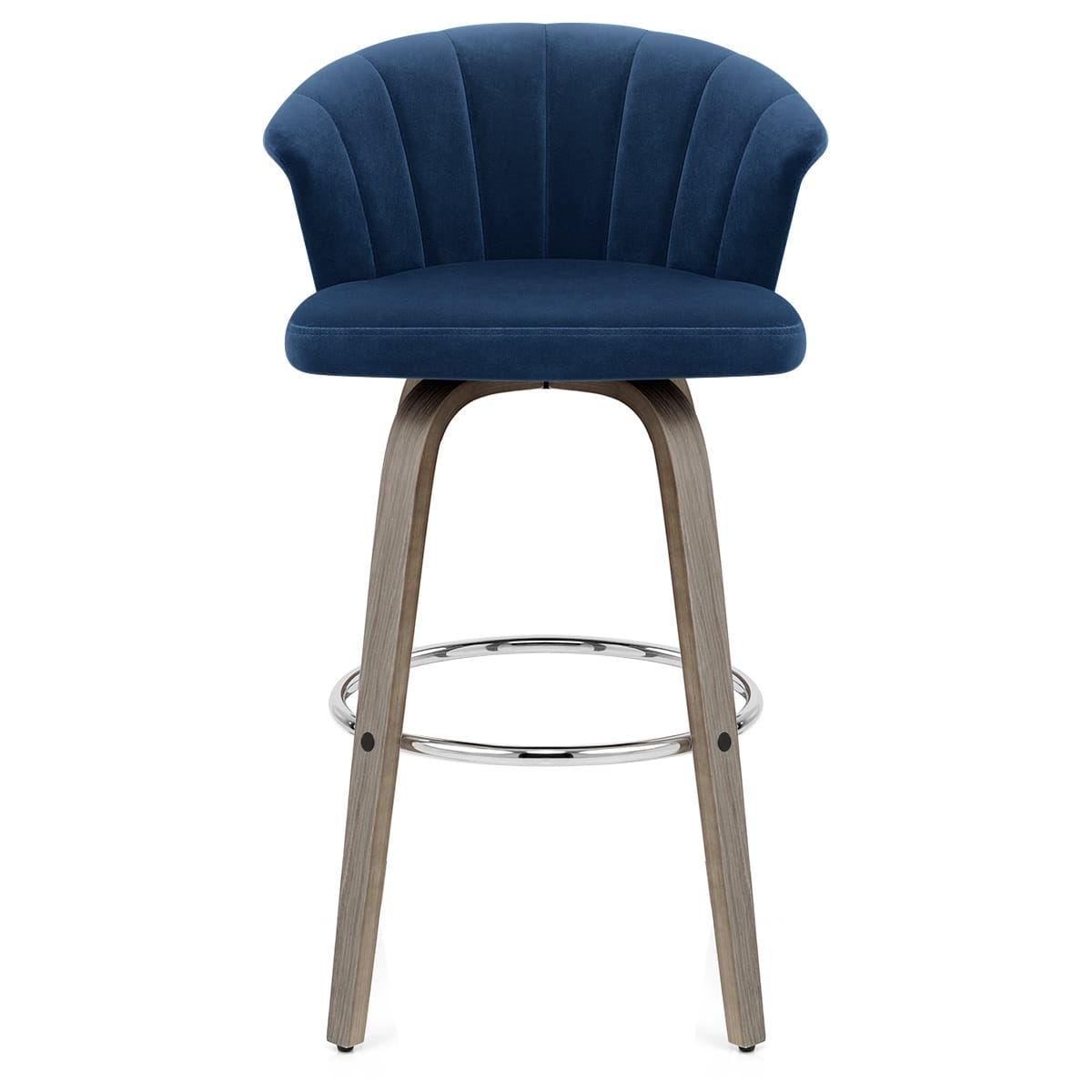 Concerto Wooden Stool Blue Velvet