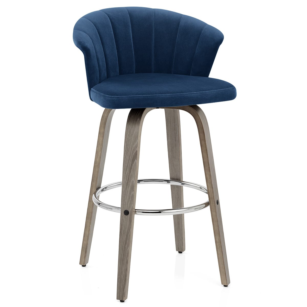 Concerto Wooden Stool Blue Velvet