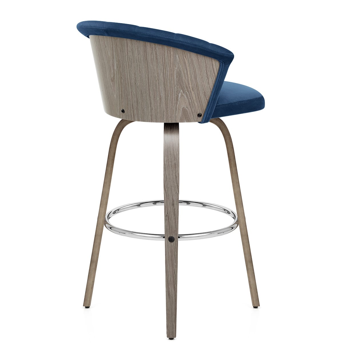 Concerto Wooden Stool Blue Velvet