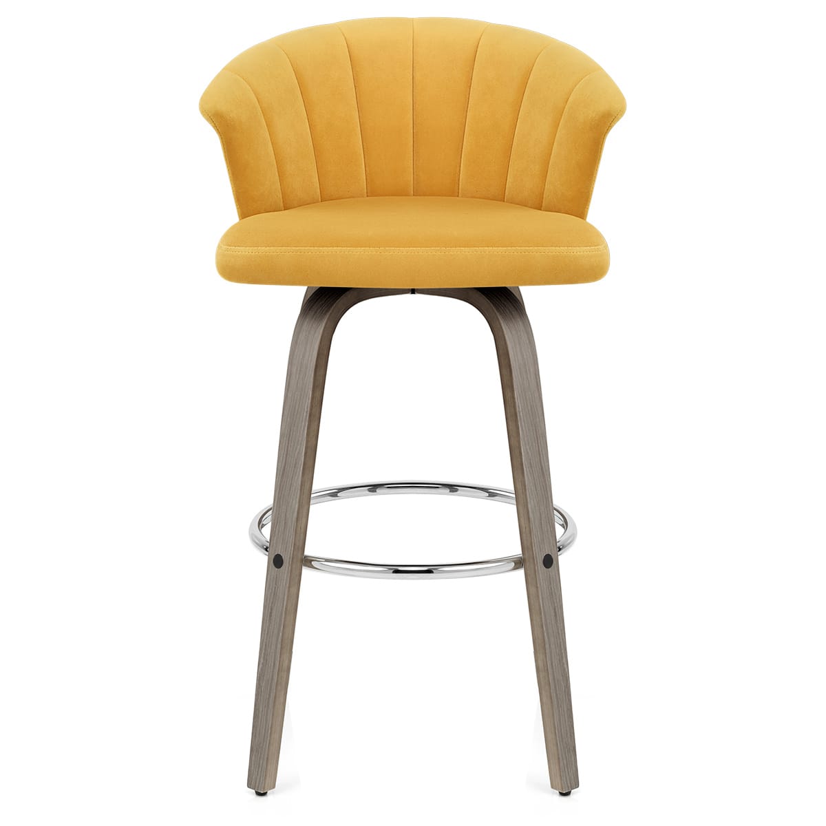 Concerto Wooden Stool Mustard Velvet