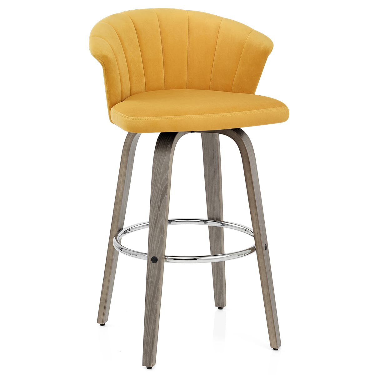 Concerto Wooden Stool Mustard Velvet