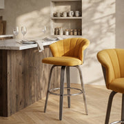 Concerto Wooden Stool Mustard Velvet