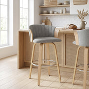 Coral Bar Stool Oak & Charcoal Fabric