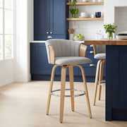 Coral Bar Stool Oak & Grey Fabric