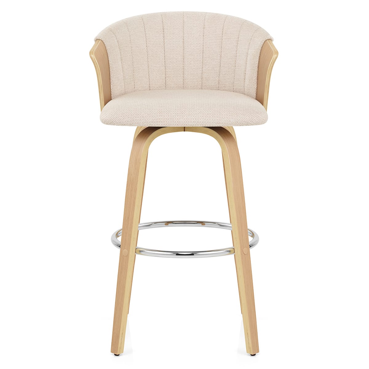 Coral Bar Stool Oak & Beige Fabric