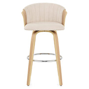 Coral Bar Stool Oak & Beige Fabric
