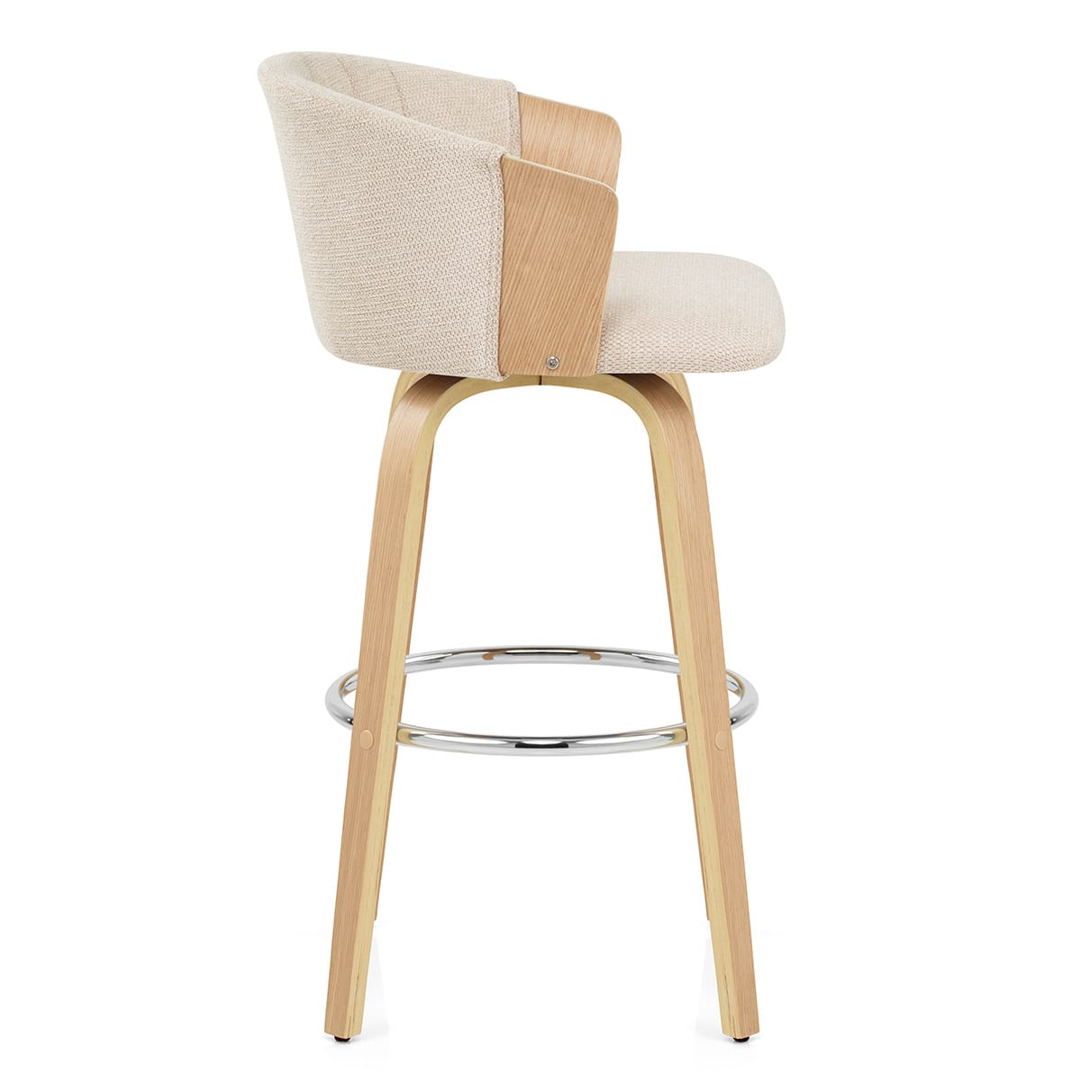 Coral Bar Stool Oak & Beige Fabric