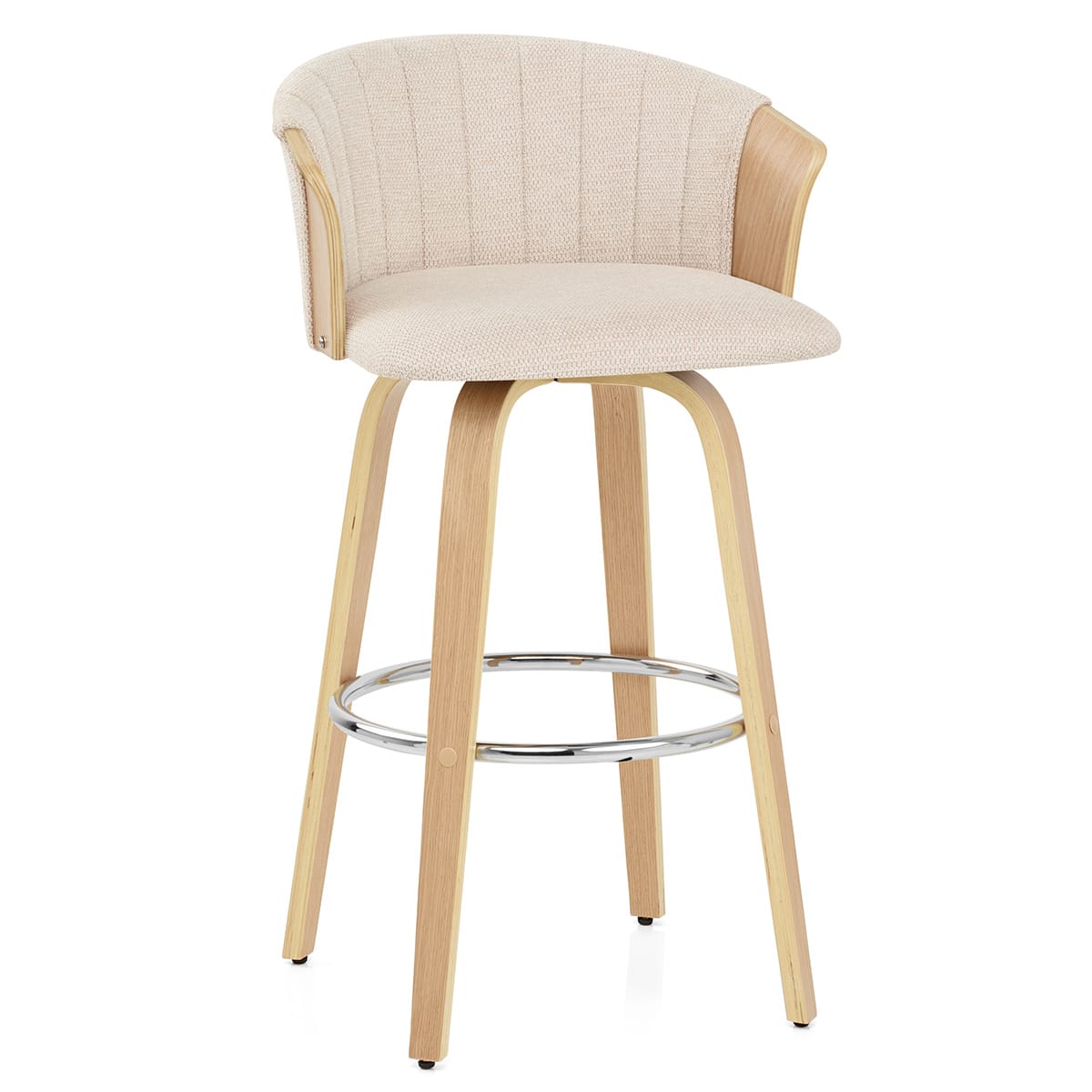 Coral Bar Stool Oak & Beige Fabric