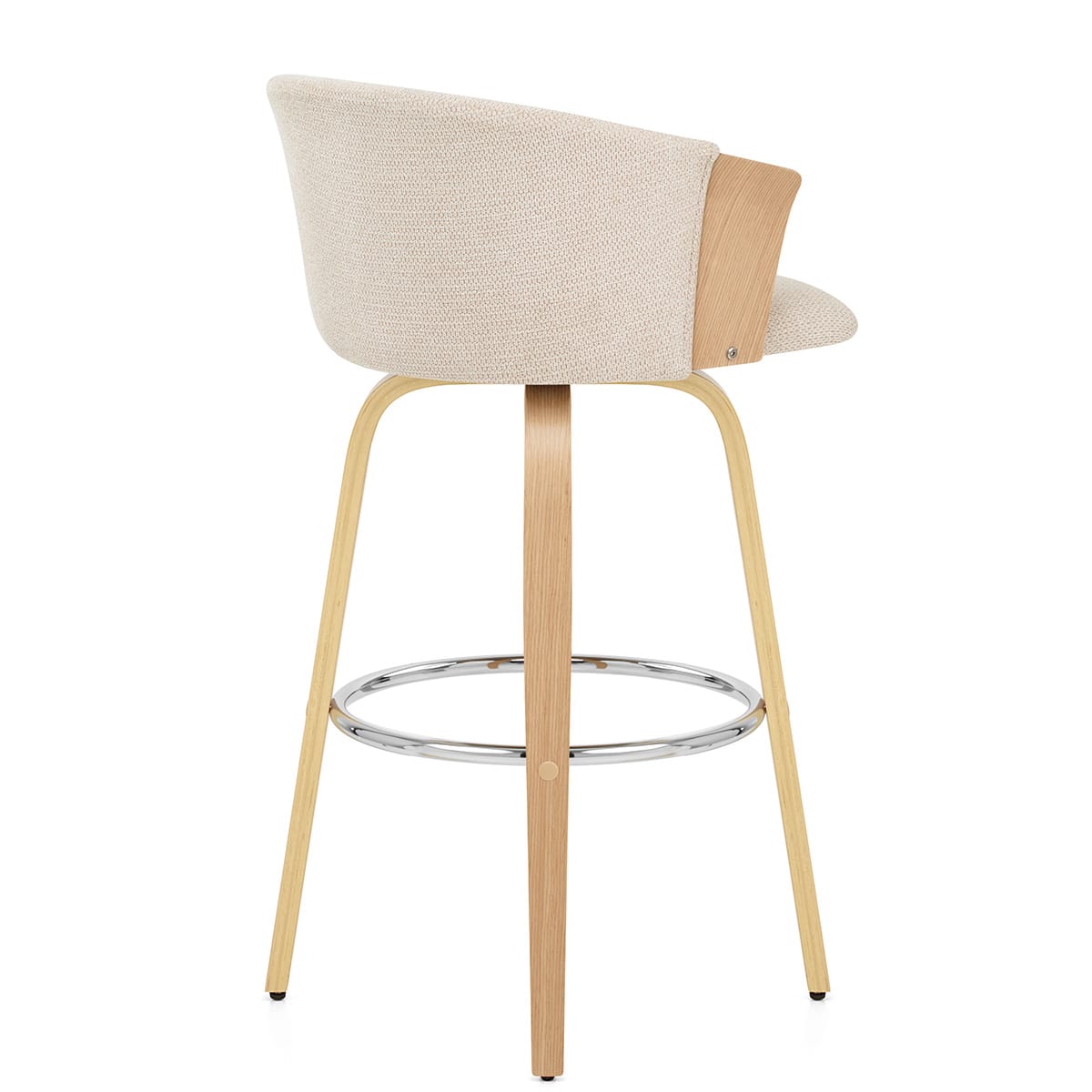 Coral Bar Stool Oak & Beige Fabric