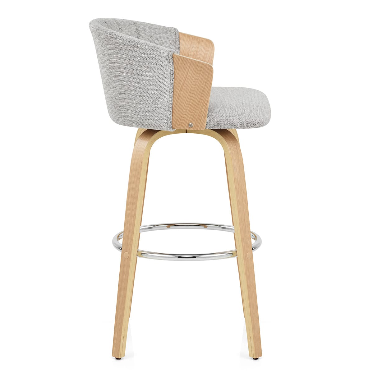 Coral Bar Stool Oak & Grey Fabric