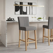 Cornell Oak Bar Stool Charcoal Fabric